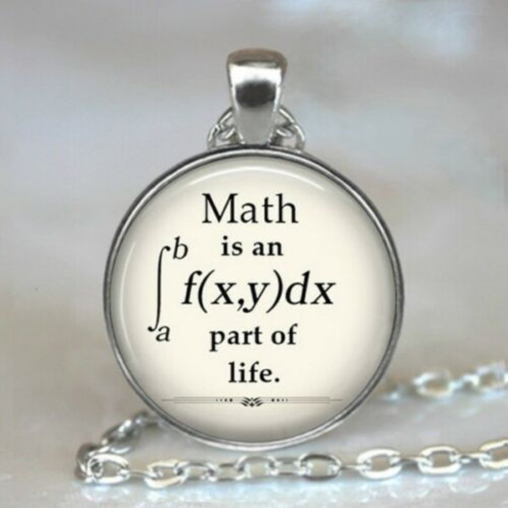 Silver Math is Integral Cabochon Pendant Necklace